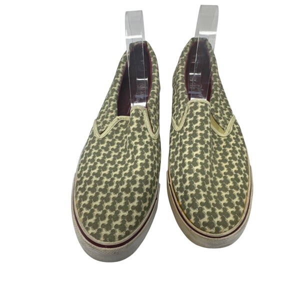 Disney Parks Mickey Mouse Head Green Canvas Slip On Sneakers Mens Shoes Sz 9 - Picture 7 of 11